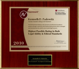 Kenneth Padowitz | highest possible rating for both legal ability and ethical standards 2010